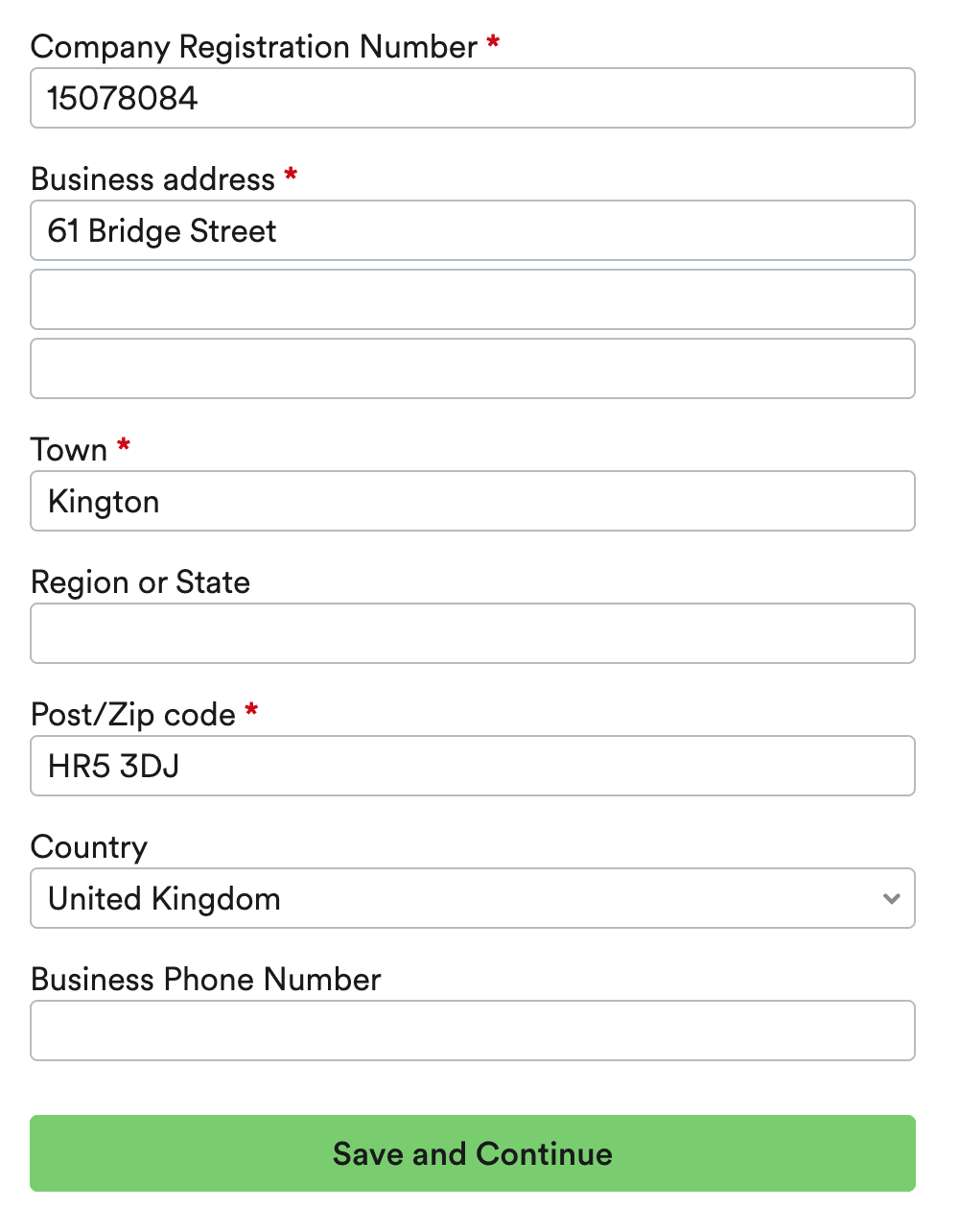 Business Details